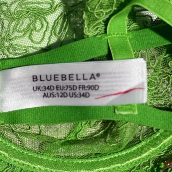 Bluebella Audrey Sheer Lace Non Padded Balcony Underwired Bra In Green 34D NWT - Picture 14 of 15